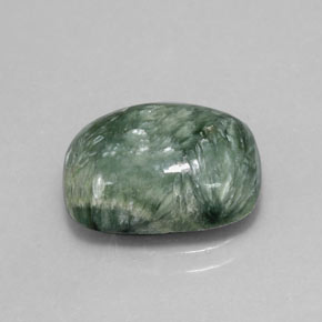 Serafinite naturale verde da 5,55 ct, taglio a cuscino, opaco