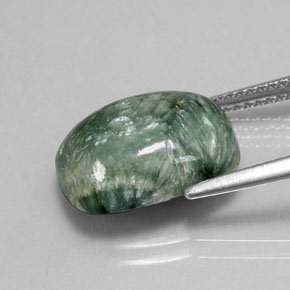 Serafinite naturale verde da 5,55 ct, taglio a cuscino, opaco