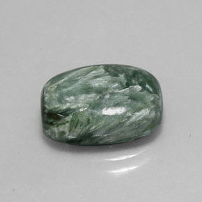 Serafinite naturale verde da 5,41 ct, taglio a cuscino, opaco