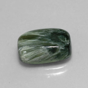 Serafinite naturale verde da 5,74 ct, taglio a cuscino, opaco