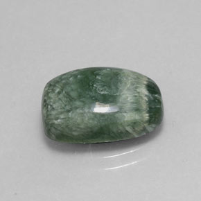 Serafinite naturale verde da 4,86 ct, taglio a cuscino, opaco