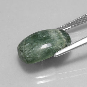 Serafinite naturale verde da 4,86 ct, taglio a cuscino, opaco