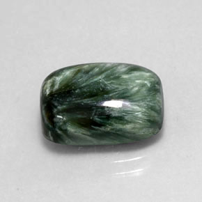Serafinite naturale verde da 6,39 ct, taglio a cuscino, opaco