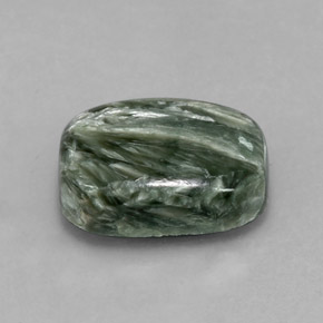 Serafinite naturale verde da 5,67 ct, taglio a cuscino, opaco
