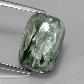 Serafinito Verde naturale da 5.90 ct, Taglio a cuscino, Opaco