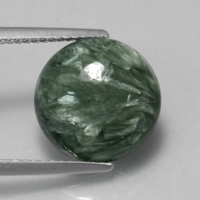 Serafinite naturale verde da 5,12 ct, taglio rotondo, opaco