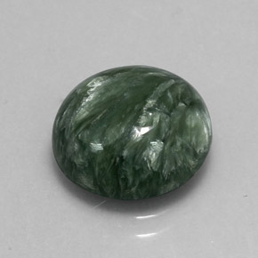 Serafinite naturale verde da 5,12 ct, taglio rotondo, opaco