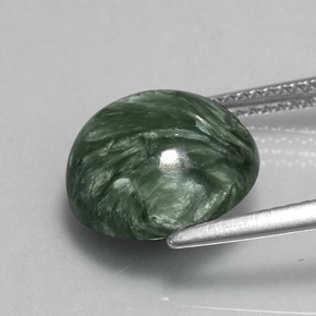 Serafinite naturale verde da 5,12 ct, taglio rotondo, opaco
