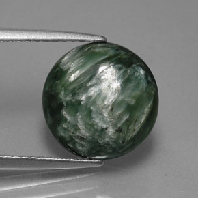 Serafinite naturale verde da 4,24 ct, taglio rotondo, opaco