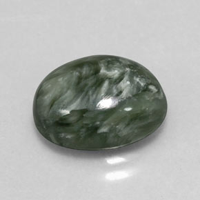 Serafinite naturale verde da 3,55 ct, taglio ovale, opaco