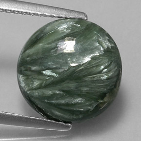 Serafinite naturale verde da 4,23 ct, taglio rotondo, opaco