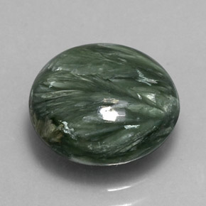 Serafinite naturale verde da 4,23 ct, taglio rotondo, opaco