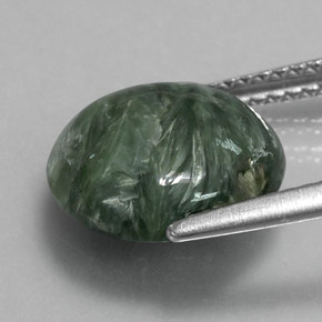 Serafinite naturale verde da 4,23 ct, taglio rotondo, opaco
