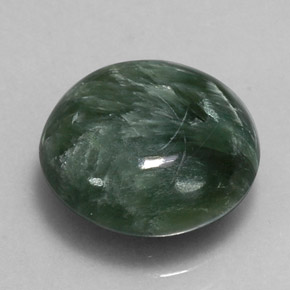 Serafinite naturale verde da 4,68 ct, taglio rotondo, opaco