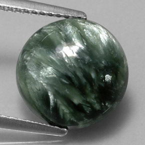 Serafinite naturale verde da 4,81 ct, taglio rotondo, opaco