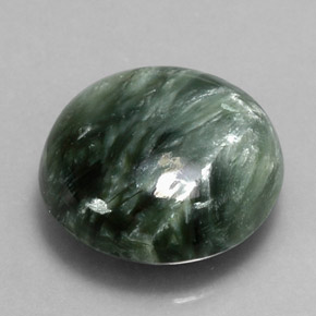 Serafinite naturale verde da 4,81 ct, taglio rotondo, opaco