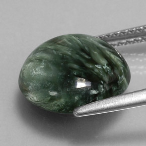 Serafinite naturale verde da 4,81 ct, taglio rotondo, opaco