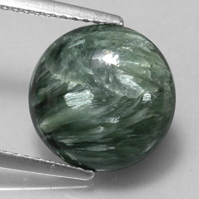 Serafinite naturale verde da 4,63 ct, taglio rotondo, opaco