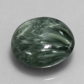 Serafinite naturale verde da 4,63 ct, taglio rotondo, opaco