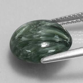 Serafinite naturale verde da 4,63 ct, taglio rotondo, opaco
