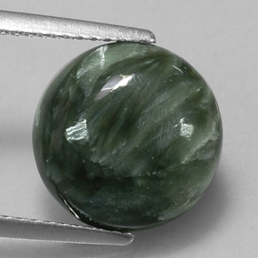 Serafinito Verde naturale da 4.60 ct, Taglio rotondo, Opaco