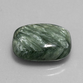Serafinite naturale verde da 5,42 ct, taglio a cuscino, opaco