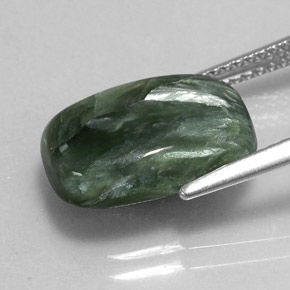Serafinite naturale verde da 5,47 ct, taglio a cuscino, opaco