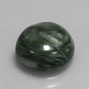Serafinite naturale verde da 3,36 ct, taglio rotondo, opaco