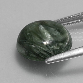 Serafinite naturale verde da 3,36 ct, taglio rotondo, opaco