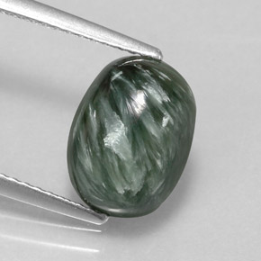 Serafinite naturale verde da 3,18 ct, taglio ovale, opaco