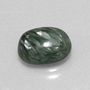 Serafinite naturale verde da 3,18 ct, taglio ovale, opaco