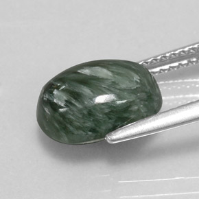 Serafinite naturale verde da 3,18 ct, taglio ovale, opaco