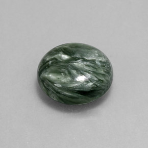 Serafinite naturale verde da 4,88 ct, taglio rotondo, opaco