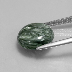 Serafinite naturale verde da 4,88 ct, taglio rotondo, opaco