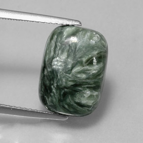 Serafinito Verde naturale da 6.43 ct, Taglio a cuscino, Opaco