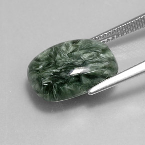 Serafinito Verde naturale da 6.43 ct, Taglio a cuscino, Opaco