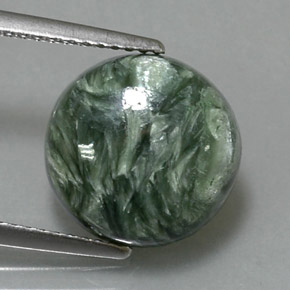 Serafinite naturale verde da 4,60 ct, taglio rotondo, opaco