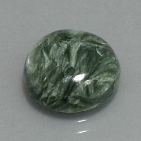 Serafinite naturale verde da 4,60 ct, taglio rotondo, opaco