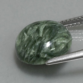 Serafinite naturale verde da 4,60 ct, taglio rotondo, opaco