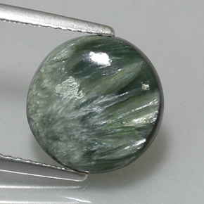 Serafinite naturale verde da 3,87 ct, taglio rotondo, opaco
