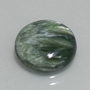 Serafinite naturale verde da 3,87 ct, taglio rotondo, opaco