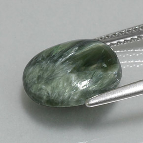 Serafinite naturale verde da 3,87 ct, taglio rotondo, opaco