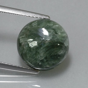Serafinite naturale verde da 5,08 ct, taglio rotondo, opaco