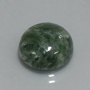 Serafinite naturale verde da 5,08 ct, taglio rotondo, opaco