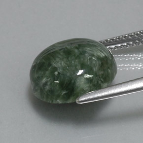 Serafinite naturale verde da 5,08 ct, taglio rotondo, opaco