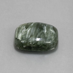 Serafinite naturale verde da 5,57 ct, taglio a cuscino, opaco