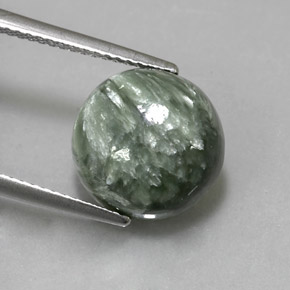Serafinite naturale verde da 4,84 ct, taglio rotondo, opaco