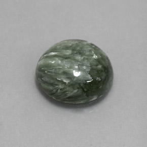 Serafinite naturale verde da 4,84 ct, taglio rotondo, opaco