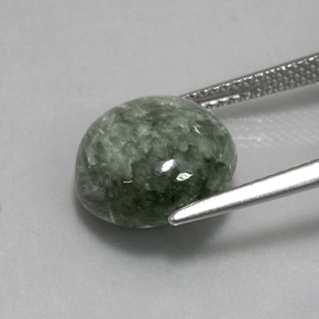 Serafinite naturale verde da 4,84 ct, taglio rotondo, opaco