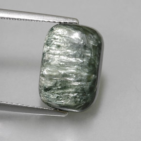 Serafinito Verde naturale da 5.34 ct, Taglio a cuscino, Opaco